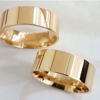 Par de alianças 8mm Reta Casamento e Noivado Moedas Antigas Banhado 18k