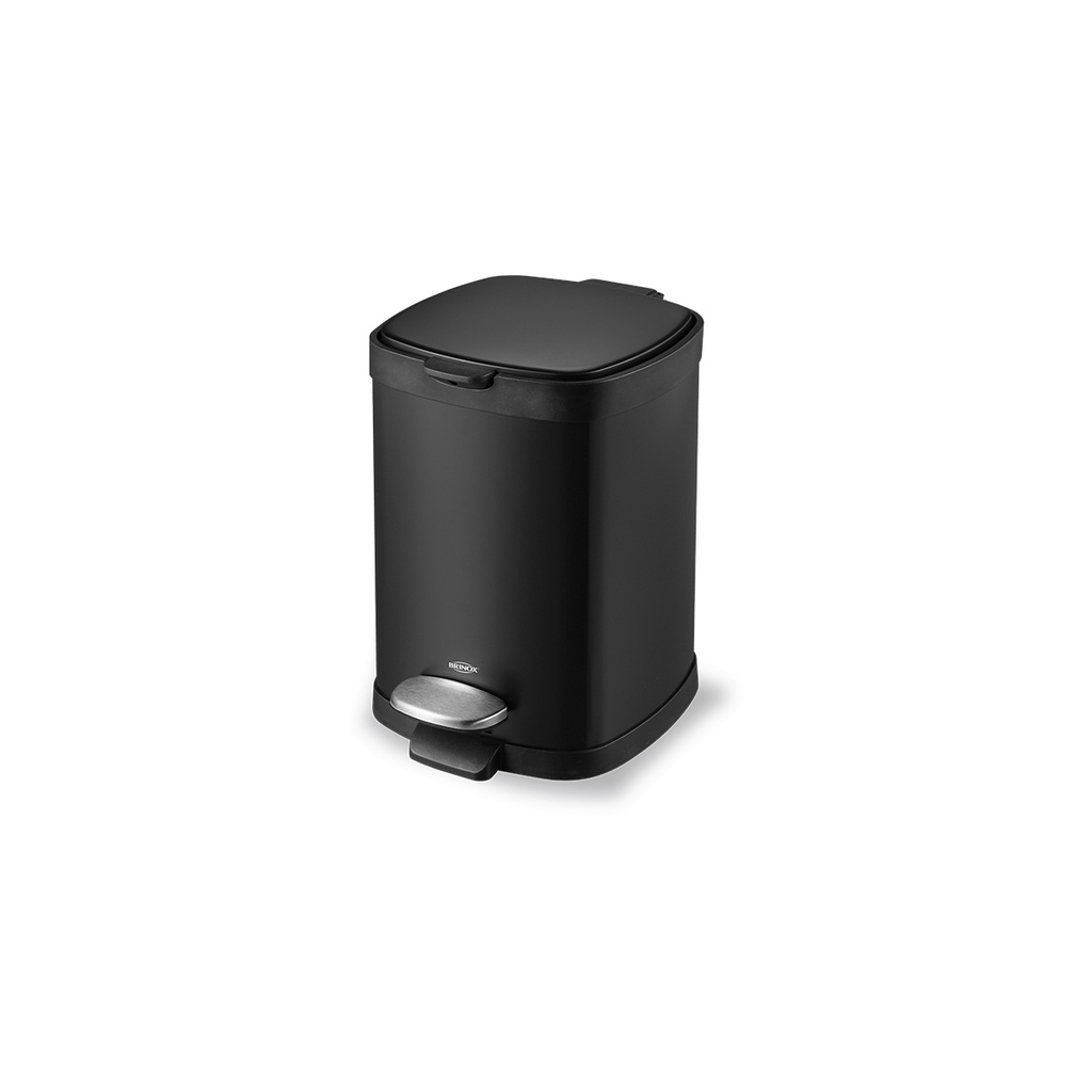 Lixeira Com Pedal Brinox Frame 6 Litros - Em Aço Carbono Preto em Oferta na Shopee