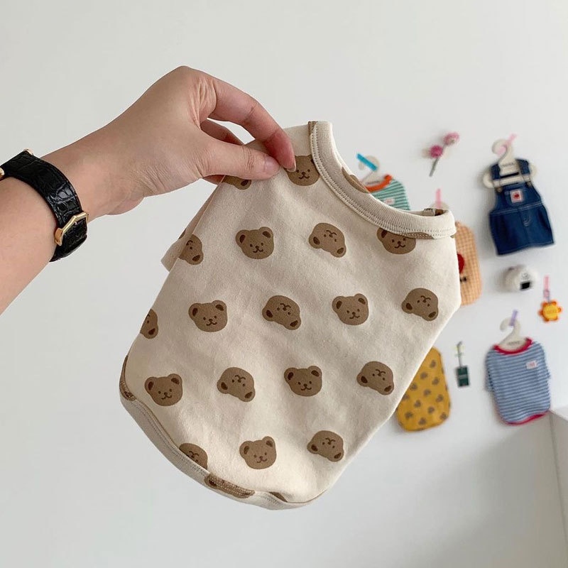 Cachorro Fofo De Desenho Animado Camiseta De Gola Redonda Gato De Pelúcia Roupas Finas Para Cães De Estimação