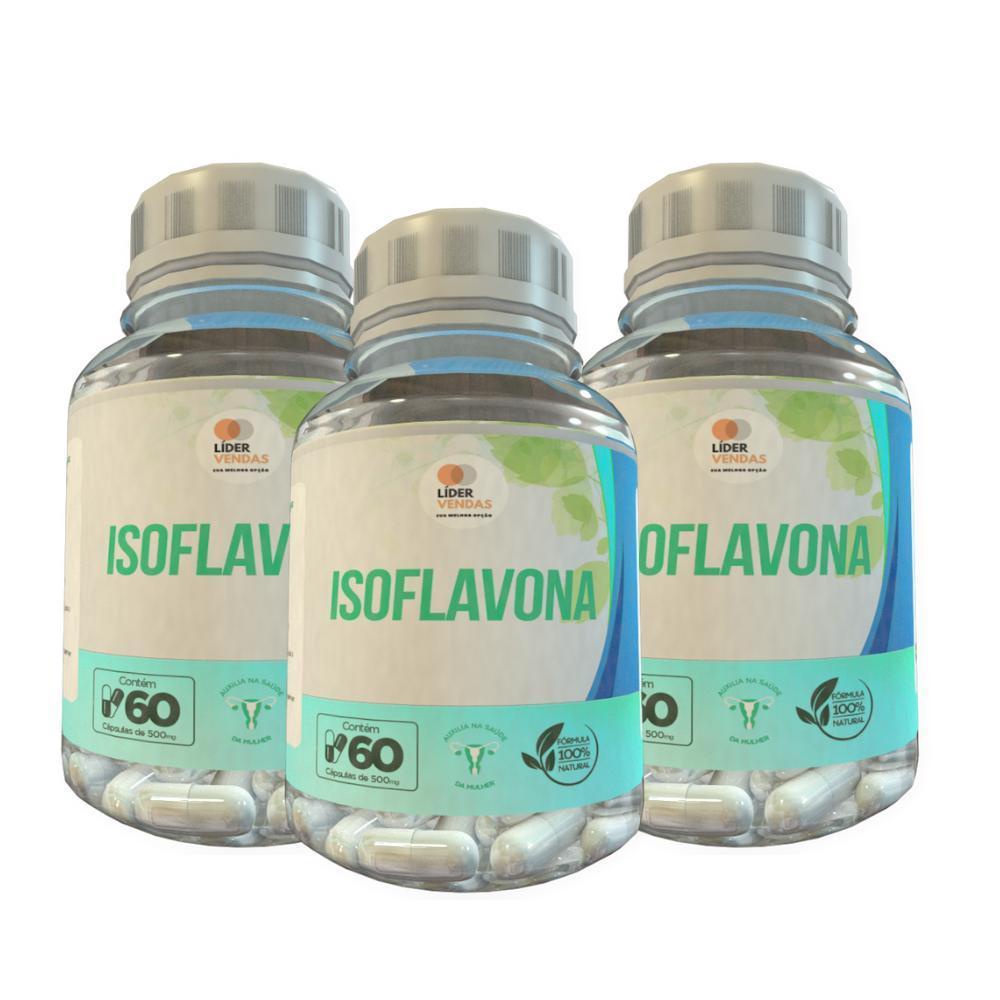 Isoflavona - 60 Cáps 500Mgg Com 3 frascos 500mg