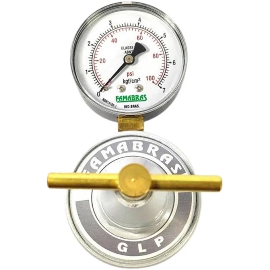 Regulador De Pressão Famabras FRG-45B GLP Com Manômetro