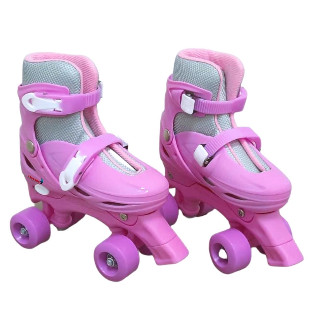 Patins Roller 4 Rodas Infantil Rosa Importway Ajustável 31 ao 34 Patins Quad