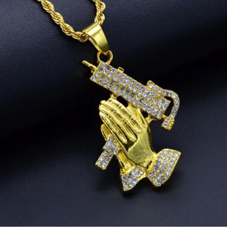 Corrente Masculina Pingente De Mãos Hip Hop Para Homens Moda Moderna Corrente Com Laço De Diamante