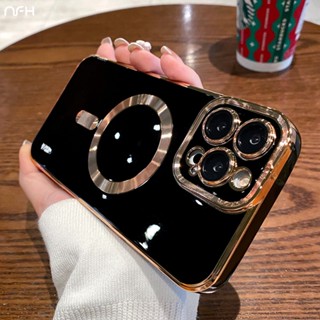 Para iPhone 14 Pro Max Luxury Magsafe Capa Protetora De Lente Magnética Quadrada 11 12 13 14 Plus