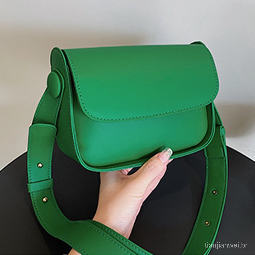 Bolsa De Couro Verde Pu Soft Corrente Retro Sling Bag Mulheres Bolsas De Mão