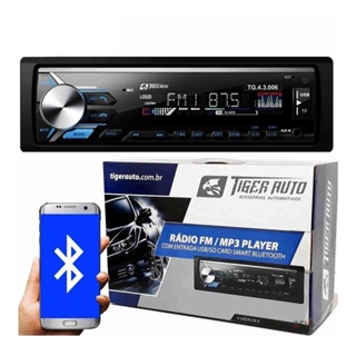 Rádio MP3 Player Tiger Auto Bluetooth/USB/SD/Aux/FM - 4 x 45w em Oferta na Shopee