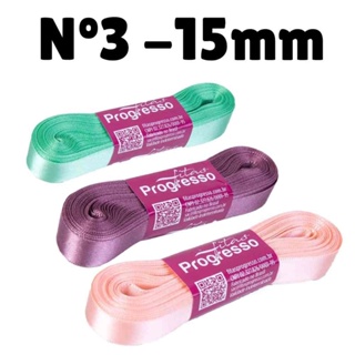 Fita Cetim Nº3 15 mm 10 metros Progresso em Oferta na Shopee