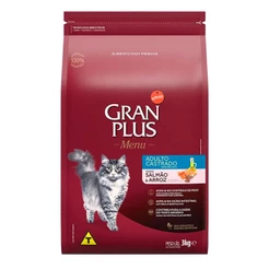 Ração Gran Plus Gatos Castrados Salmão e Arroz - 3Kg
