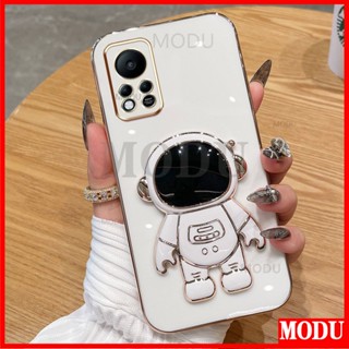Capa MODU Design De Para infinix Hot 11S NFC Luxo 3D Estéreo Suporte Astronauta Galvanoplastia De Celular Lisa Moda Macia