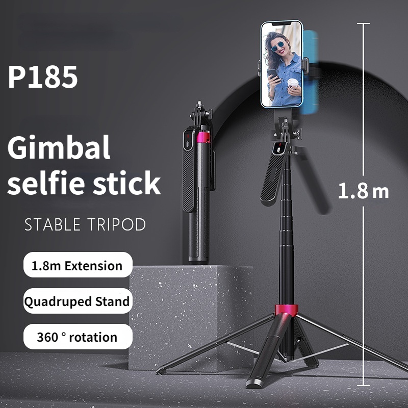 P185 gimbal 1800mm Sem Fio Selfie Stick Tripod Stand Monopod Dobrável Para Câmeras De Ação Gopro Smartphones Equilibrar Disparo Estável Ao Vivo
