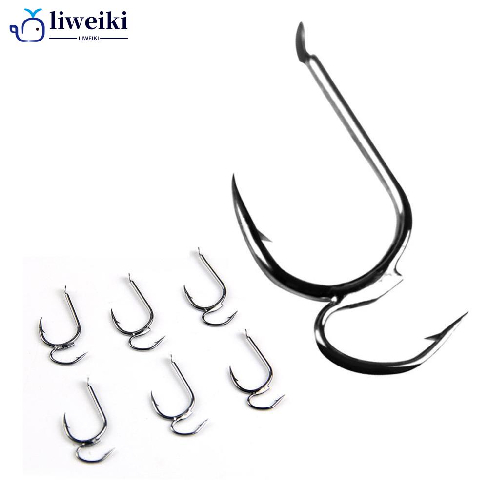 LIWEIKI 10Pcs Anzol De Pesca Duplo Com Farpa De Aço Carbono Anti-running Fish fit Cast Sea Lake Fishing Y6Z9 em Oferta na Shopee
