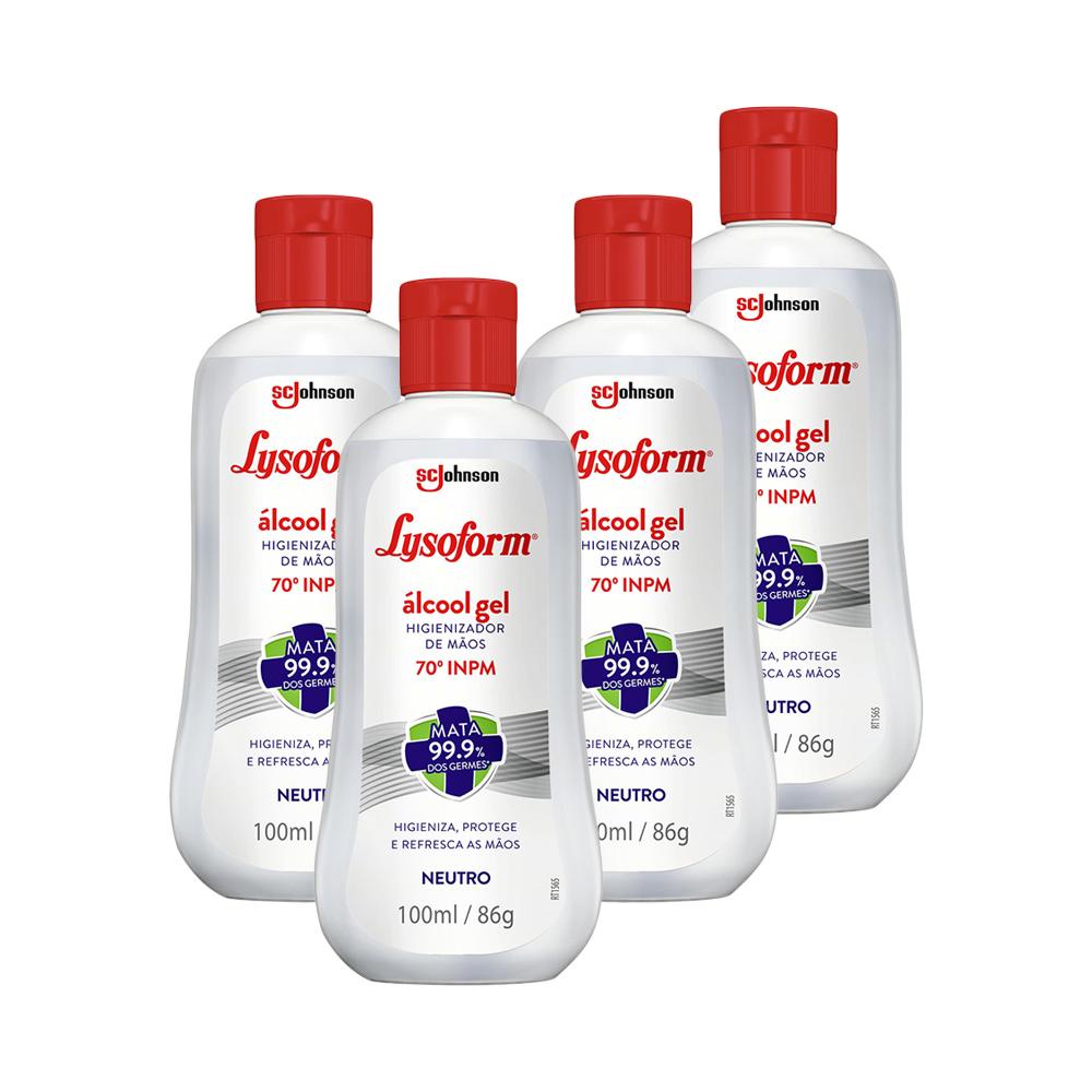 Kit 4 Álcool em Gel Lysoform Higienizador para as Mãos Neutro 100ml em Oferta na Shopee