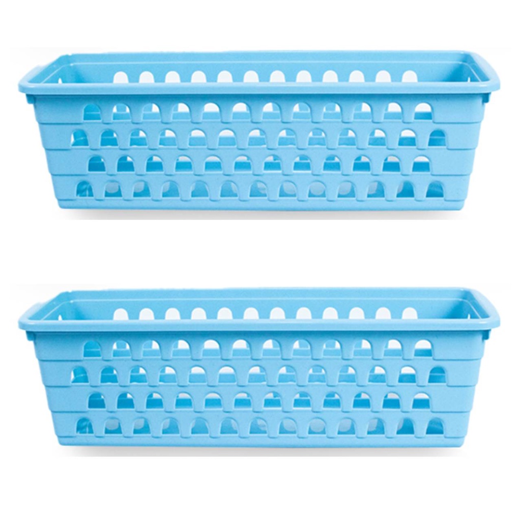 Kit 2 Cestos Multiuso Comprido Retangular Azul 28x11x8 Cm 123Organizei em Oferta na Shopee