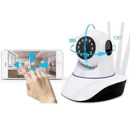 Câmera Ip Wireless Sem Fio Wifi Hd 3 Antenas Sensor Noturna