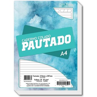 Caderno colado pautado PAUTA BRANCA A4 branco 25F 65G
