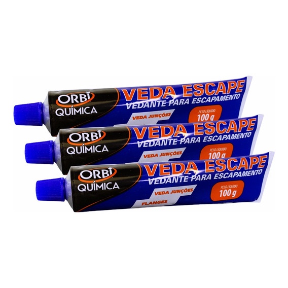 Kit 3 Adesivo Cola Veda Escapament Carro Moto Caminhão 100g*