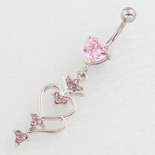 1 Pcs Mulher Moda Cristal Coração De Botão Do Umbigo Anel Brilhante Amor Decoração Jóias Piercing Acessórios