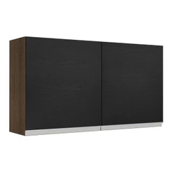 Armário de Cozinha Aéreo 120 cm 2 Portas Rustic/Preto Glamy Madesa