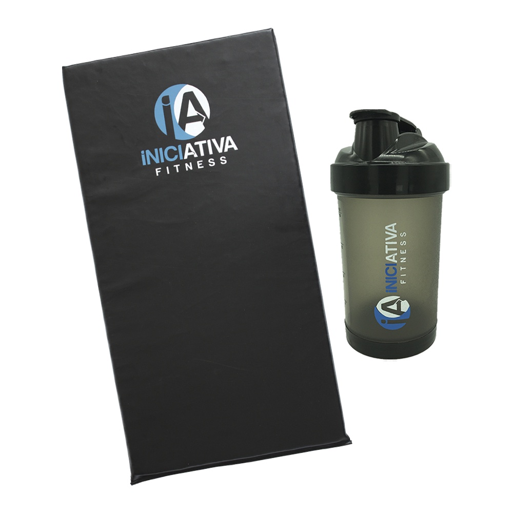 KIT 1 COLCHONETE ACADEMIA AG80+1 COQUETELEIRA PRETA TRANSLÚCIDA 500 ML