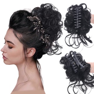 Cabelo Sintético Enrolado Scrunchie Chignon Com Anel De Borracha Envoltório Em Torno De Rabos De Cavalo Extensão Para Mulheres