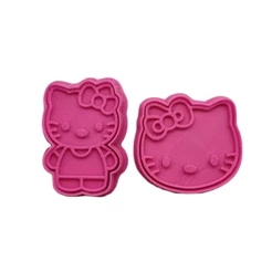 Cortador + Carimbo 3D para Biscoitos em 3 peças - Festa Hello Kitty - Ref 1008 - RR Cortadores - Rizzo