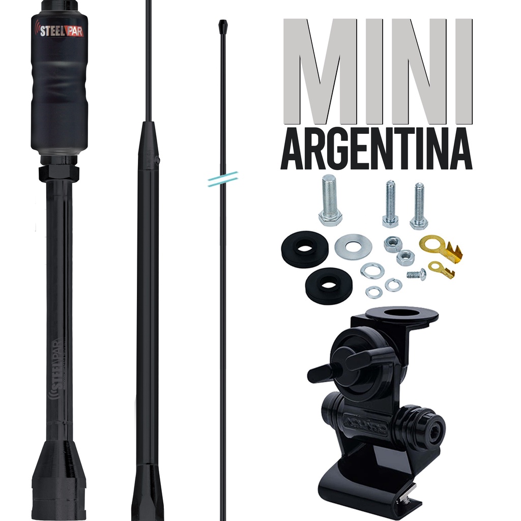 Antena Base Embutida Black Px Mini Argentina 50w 1,07m Porta Malas Capô Capu Parafusos Fixar