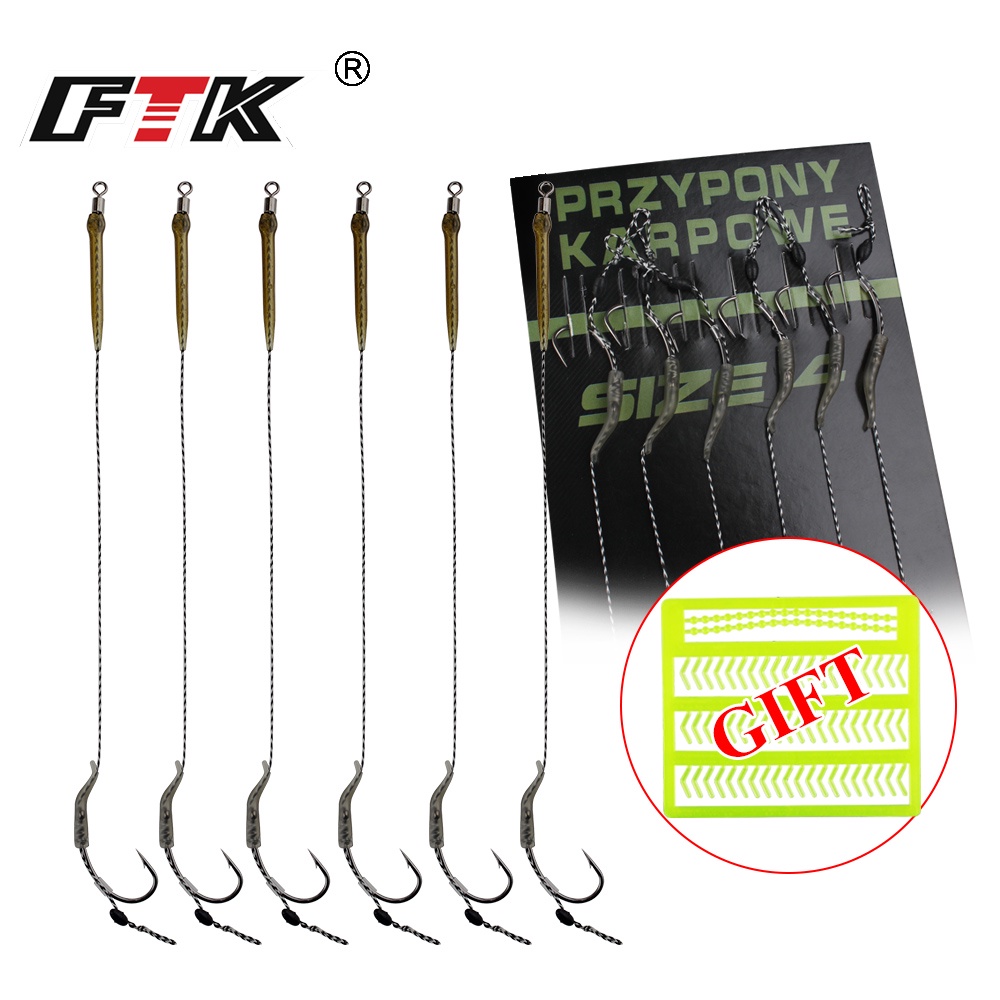 FTK 1 Pacote/6 Peças Equipamentos De Cabelo Para Pesca De Carpa Sortidos Ganchos De Amarrados À Mão Tamanho 2 # 4 6 8 Ac em Oferta na Shopee