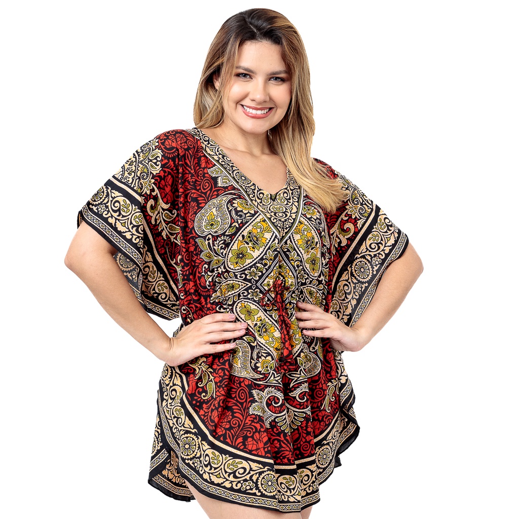 Kaftan Curta Indiano Lindas Estampas Moda Hippie Bata Boho Artesanal · foto 2