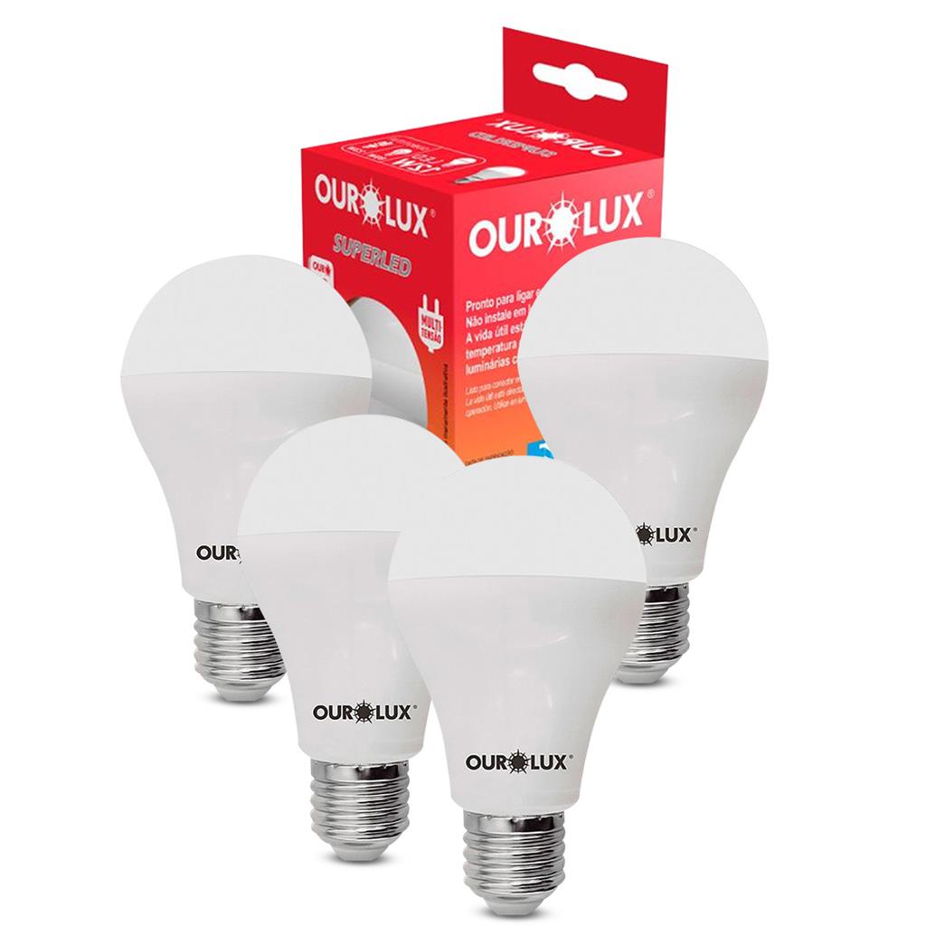 Kit 4 Lampadas Led Bulbo A60 12w Bivolt E27 6500K Luz Branca em Oferta na Shopee