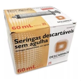 Seringa De 60ml Bico Luer Lock Descarpack - 25 Unidades