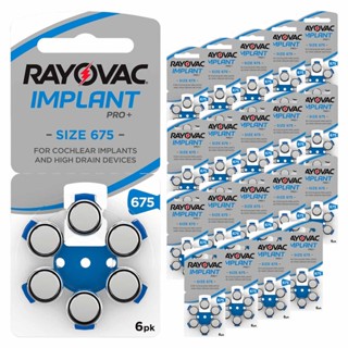 120 Bateria Pilha Auditiva 675 Implant Pro+ para implantes cocleares Rayovac 20 Cartelas