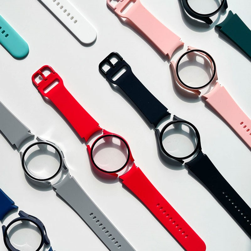 Estojo De Filme De Vidro Temperado + Pulseira De Silicone Para Relógio Samsung Galaxy 5 4 44mm 40mm Acessórios watch5 watch4 Reposição