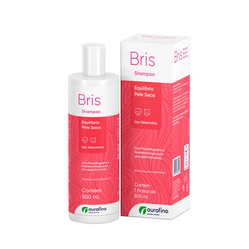 Shampoo Bris Equilíbrio Pele Seca Para Cães e Gatos Ourofino 500ml - Pets