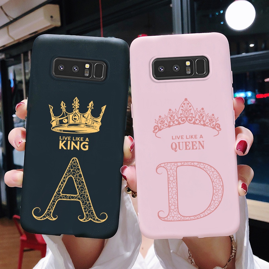Samsung Galaxy Nota 8 Capa Fashion King Queen Letter De Silicone Macia À Prova De Choque Note8 Telefônica 6,3 "