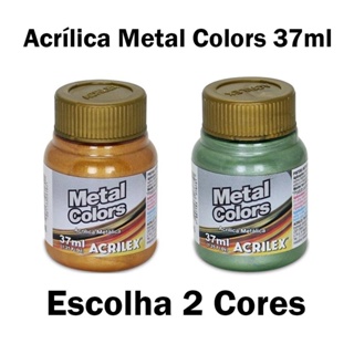 Tinta Acrílica Metal Colors 37ml - Escolha 2 Cores - Acrilex em Oferta na Shopee