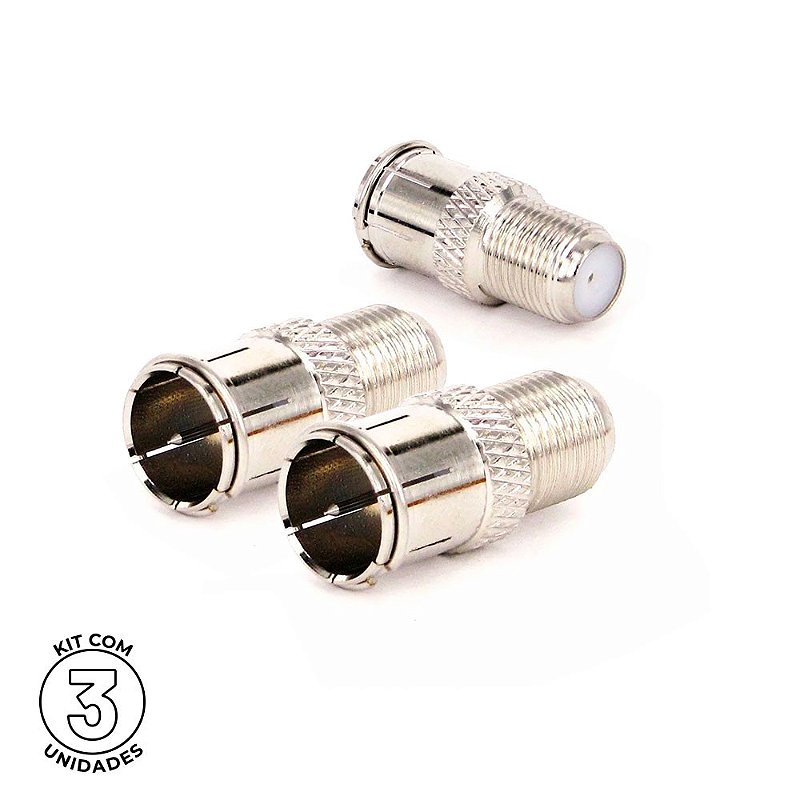Pacote com 3 unidades do Adaptador Coaxial de Engate Rápido