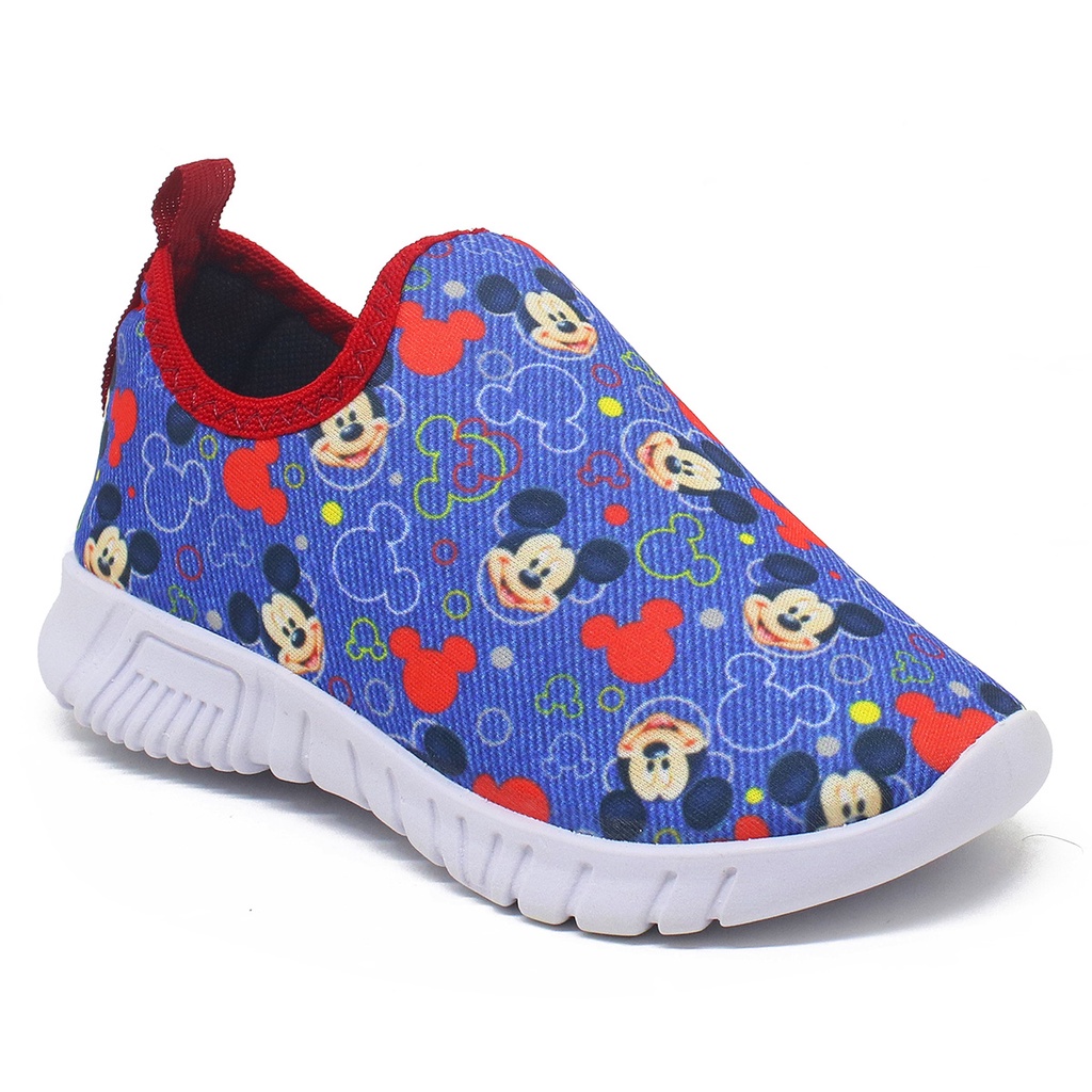 Tênis Infantil Escolar Calce Facil Leve Confortável Mouse Azul