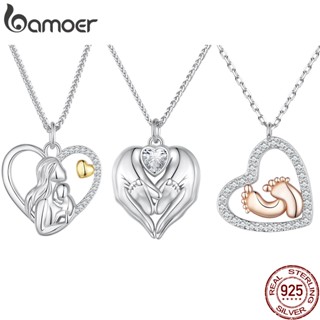 Bamoer 925 Colar De Pegadas De Prata Comprimento Ajustável Jóias Para Bebês Presentes SCN497
