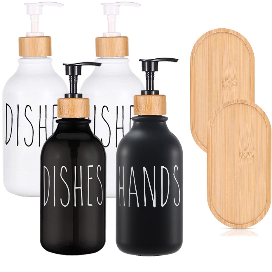 Dispenser de Sabão Líquido e Prato Branco com Bomba: Garrafa de 500ml para Decoração e Organização de Cozinha e Banheiro