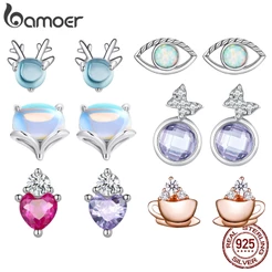 Brincos Bamoer 925 Prata Cor Zircônio Moda Jóias Para Meninas Presente SCE1306