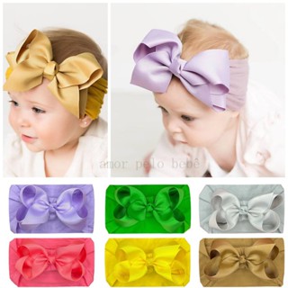 Acessórios Para Cabelo De Bebê Bowknot Grande 4 Polegadas Faixa De Nylon Com Costelas Suaves E Confortáveis Alta Qualidade