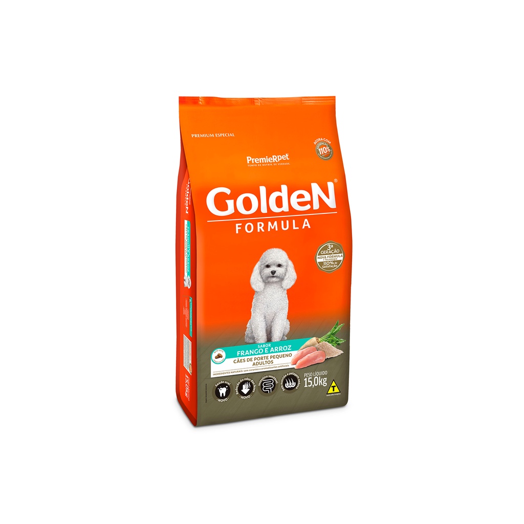 Ração Golden Fórmula Cães Adultos Raças Pequenas Frango e Arroz Mini Bits 15 kg