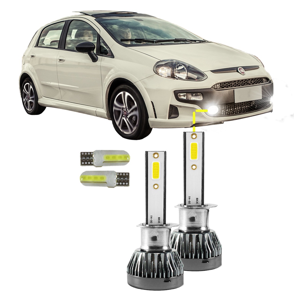 Kit Ultra Nano Led Milha Fiat Punto 2008/2017 22000lm 6500k em Oferta na Shopee