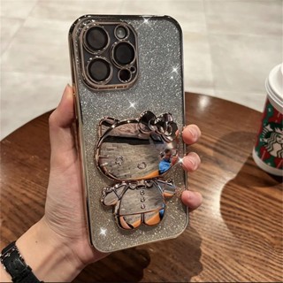 [2023] Luxo Maquiagem Espelho Gato Suporte Capa Adequado Para iPhone 7 8 12 13 14 11ProMAX 14PLUS Com Lente De Vidro Proteção Anti-Impacto Traseira