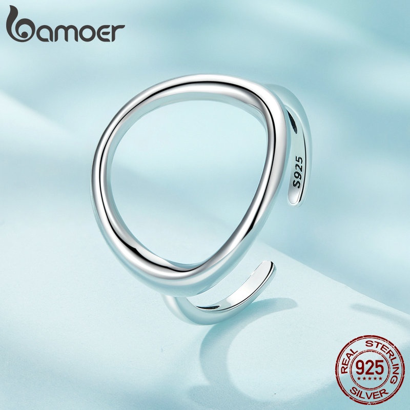 Bamoer 925 Prata Simples Samsara Anel De Abertura Para Casais Femininos SCR919