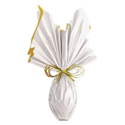Folha para Ovos de Páscoa Double Face Acetinado Branco Ouro 69x89cm - 05 unidades - Cromus - Rizzo