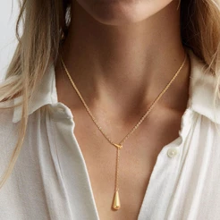 Colar Vnox Water Drop Extension Necklace Para Mulheres.gold Plated Stainless Steel Pendant