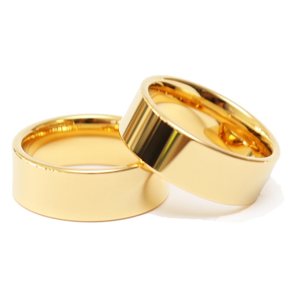 Par de aliança reta 8mm banhada a ouro casamento namoro noivado envio já