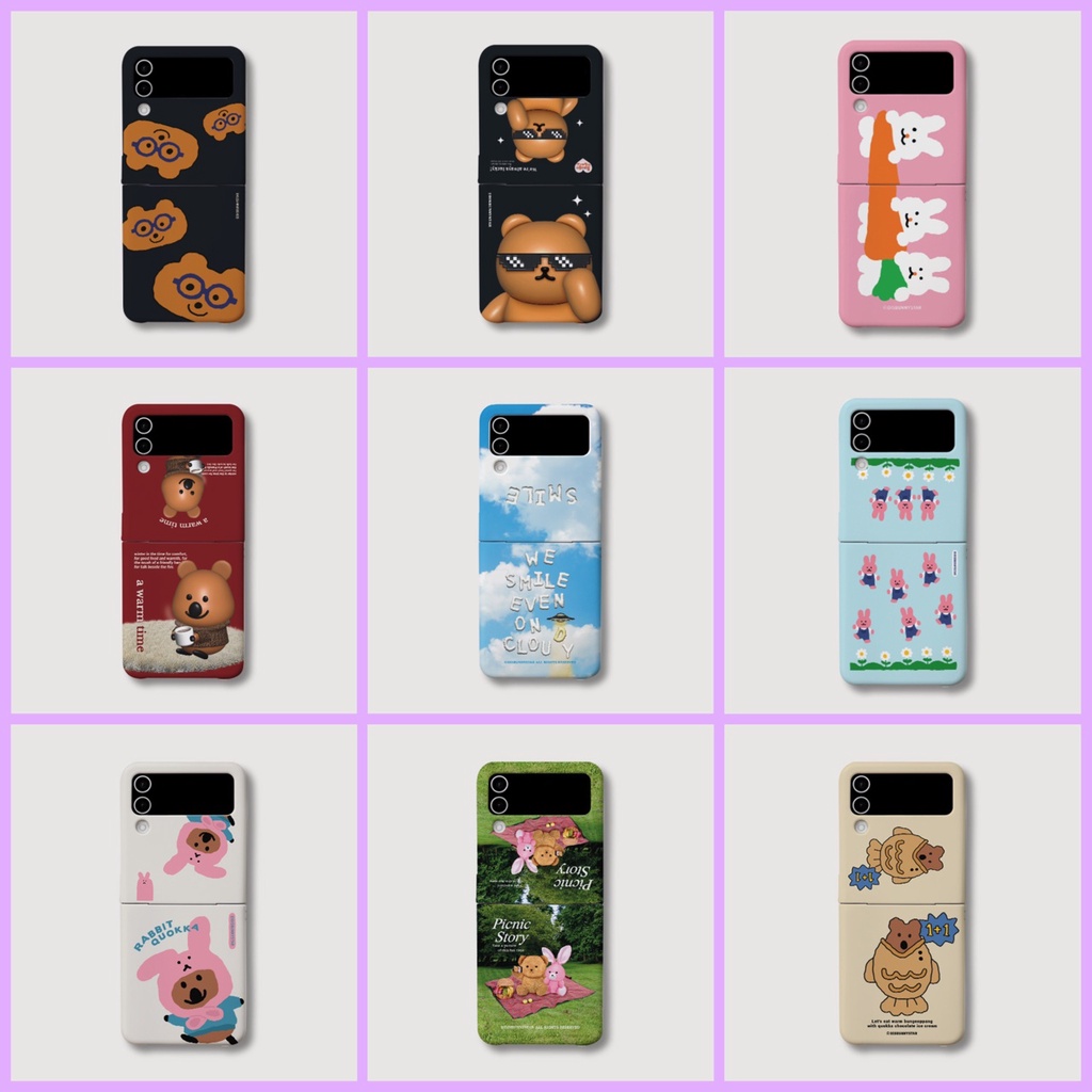 🇰🇷 【 Galaxy Z Flip 4 3 Telefone Rígido Case 】 Koean Disbunnystar Slim Bonito Sam