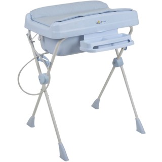 Kit Banheira Bebê Com Trocador Suporte Redutor de Assento Saboneteira Millenia + Burigotto Baby Blue